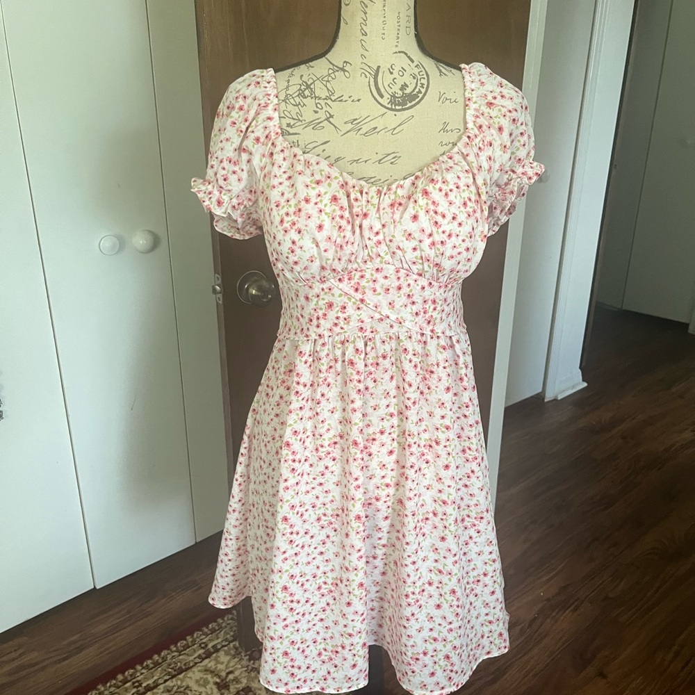 Almost Famous Pink and White Floral Dress